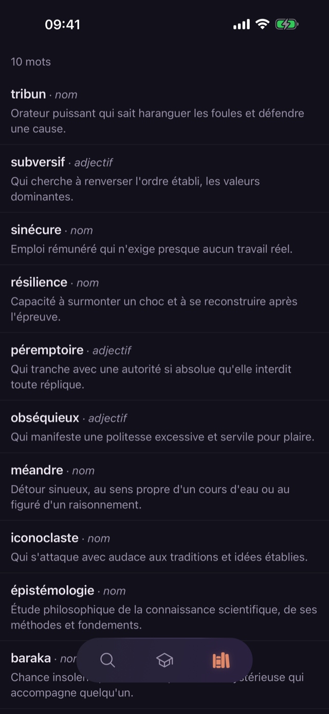 Bibliothèque personnelle de mots